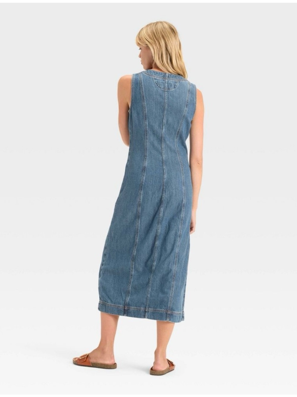 NWT Universal Thread Denim Button Down Ankle Midi Dress Blue size 6 - Picture 2 of 8